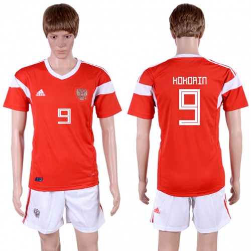 Russia #9 Kokorin Home Soccer Country Jersey